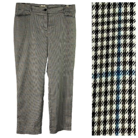 Talbots Pants - Talbots Black Blue Houndstooth Curvy Straight Leg Dress Pants